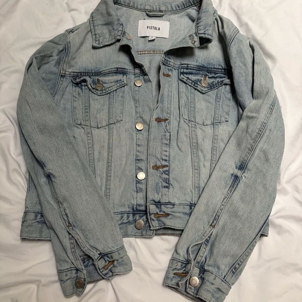 Pistola Denim Jacket Size M Light Wash Cropped