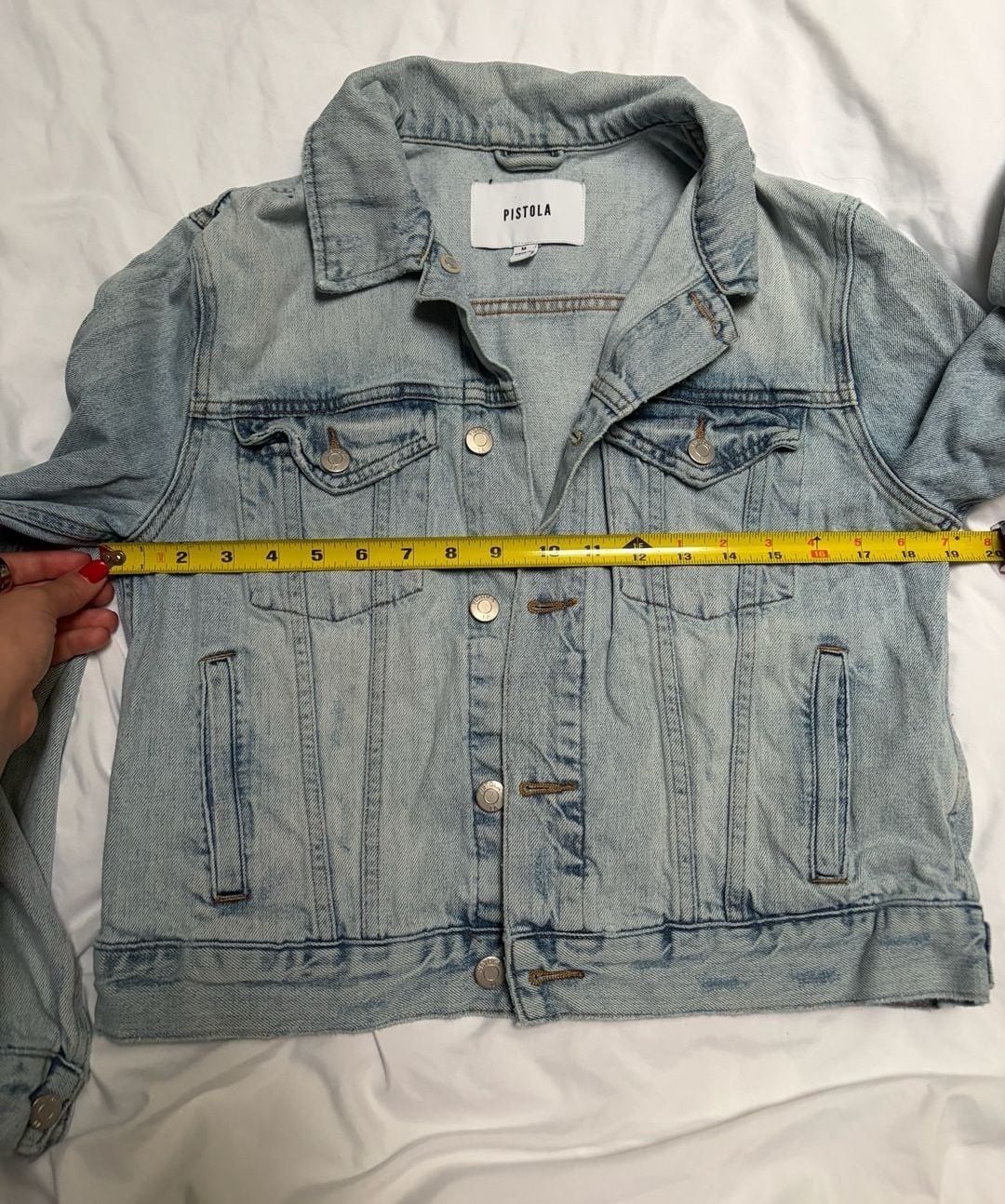 Pistola Denim Jacket Size M Light Wash Cropped 5