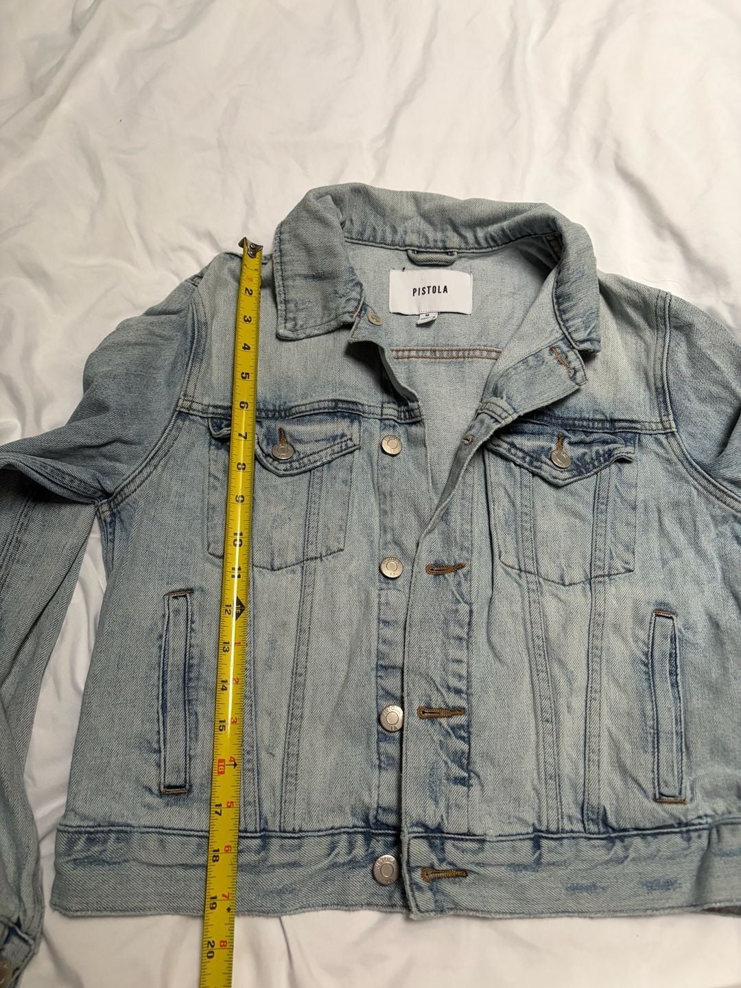 Pistola Denim Jacket Size M Light Wash Cropped 6