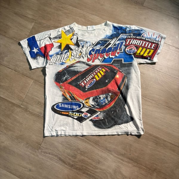Vintage Y2K AOP Chase Authentics NASCAR Texas Motor Speedway Tee All Over Print