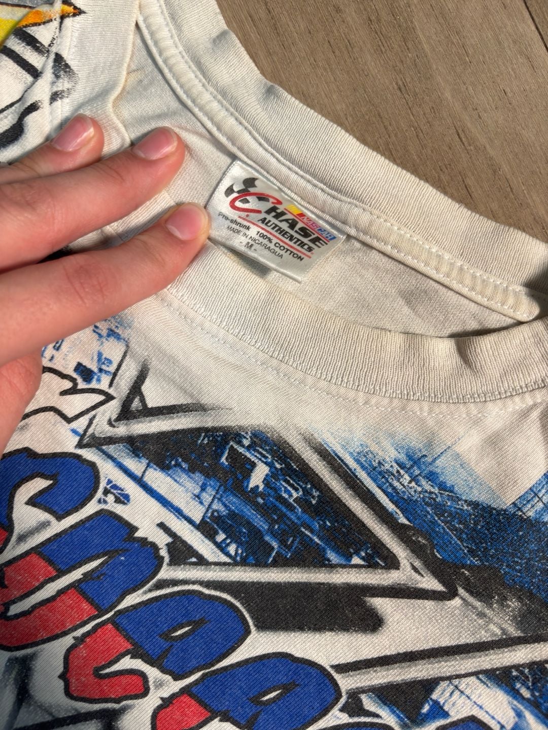 Vintage Y2K AOP Chase Authentics NASCAR Texas Motor Speedway Tee All Over Print 3