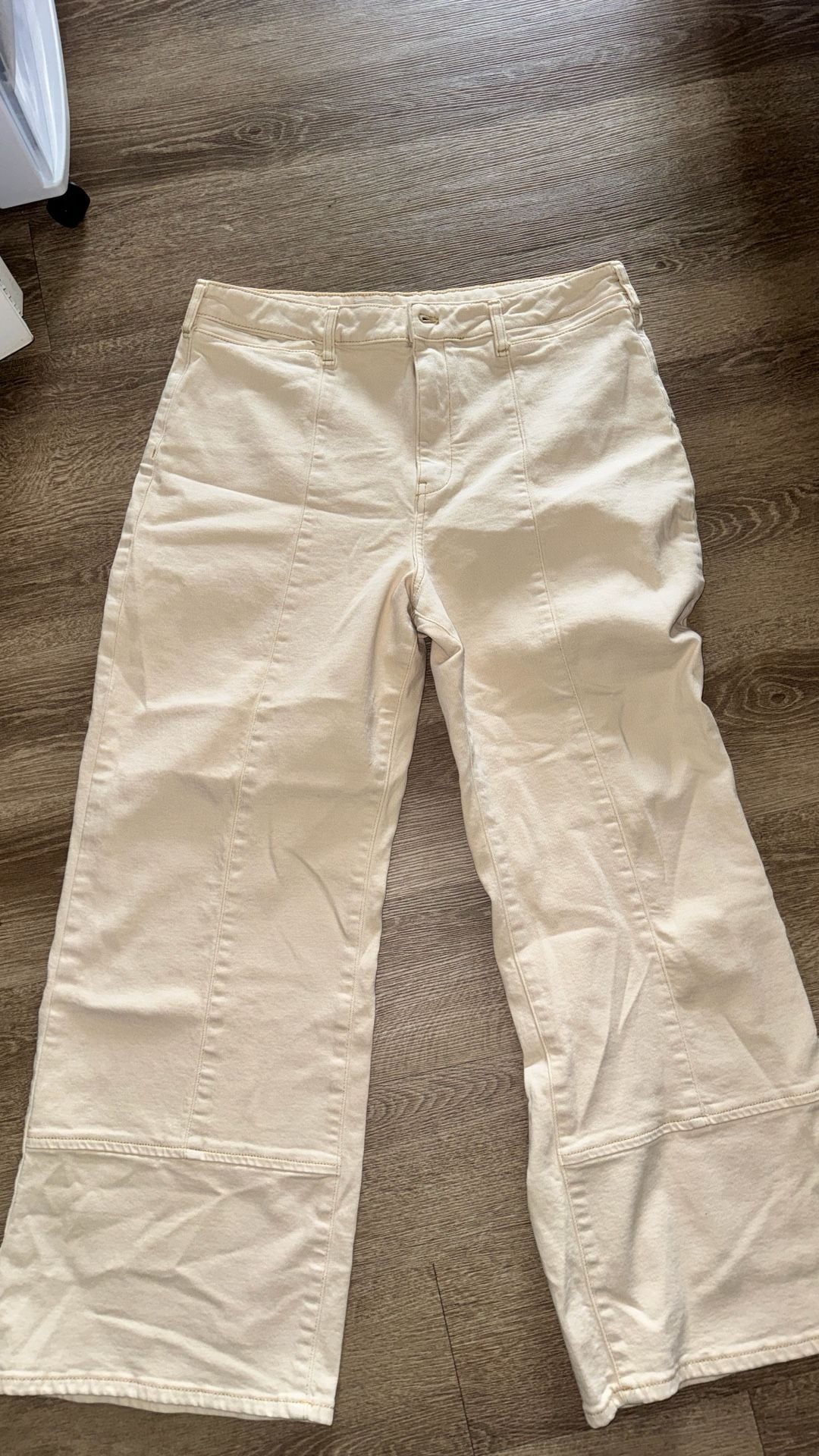 Pilcro Wide Leg Pants Size 33 Cream Beige Denim 4