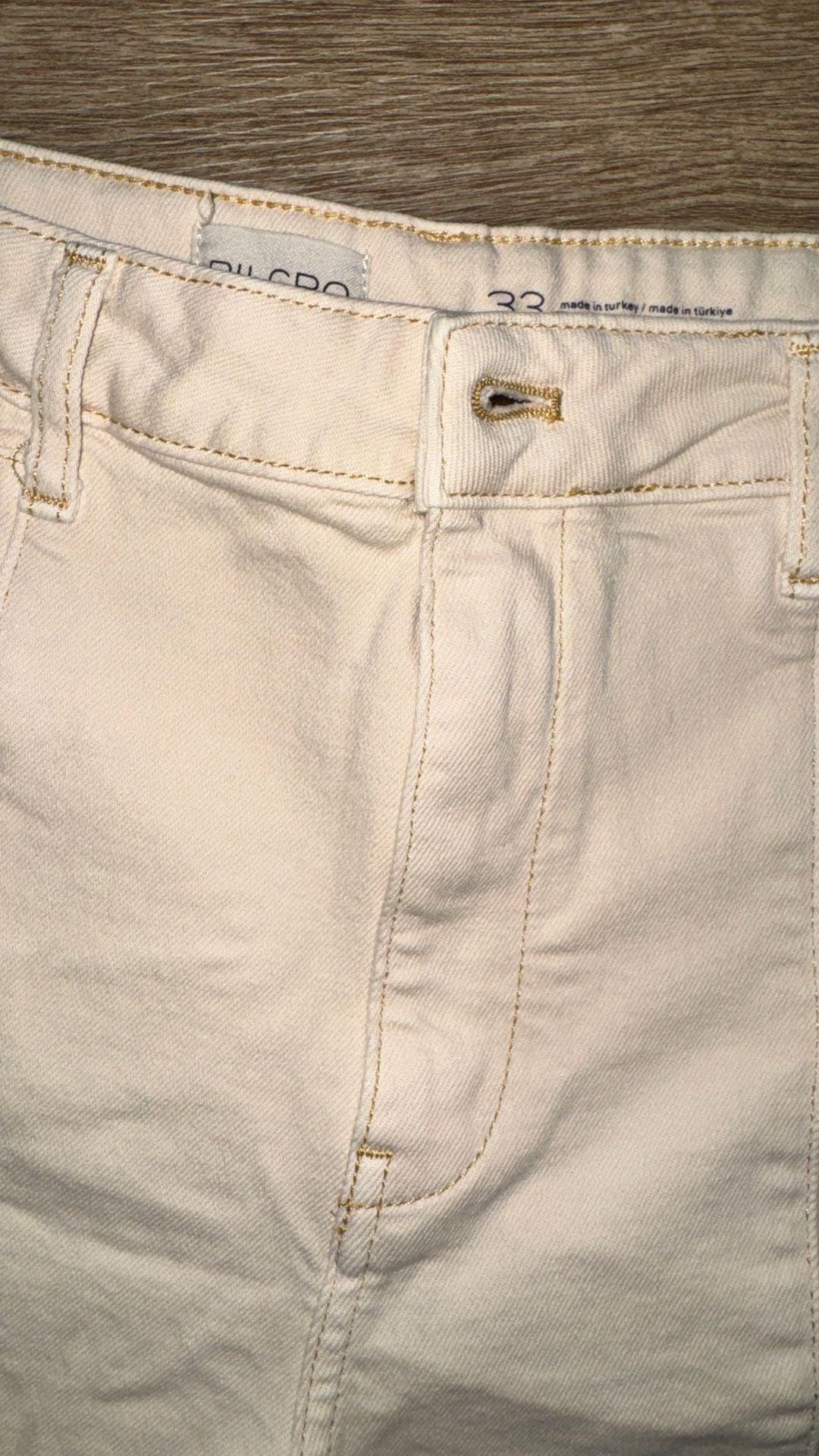 Pilcro Wide Leg Pants Size 33 Cream Beige Denim 7