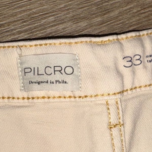 Pilcro Wide Leg Pants Size 33 Cream Beige Denim