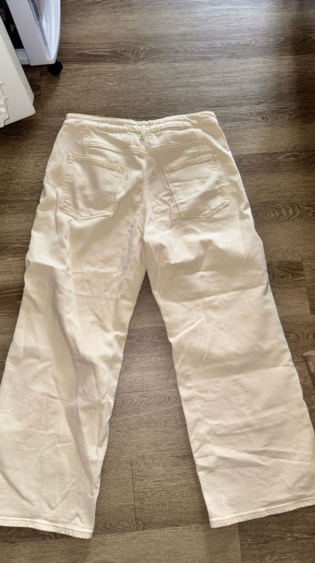 Pilcro Wide Leg Pants Size 33 Cream Beige Denim 5