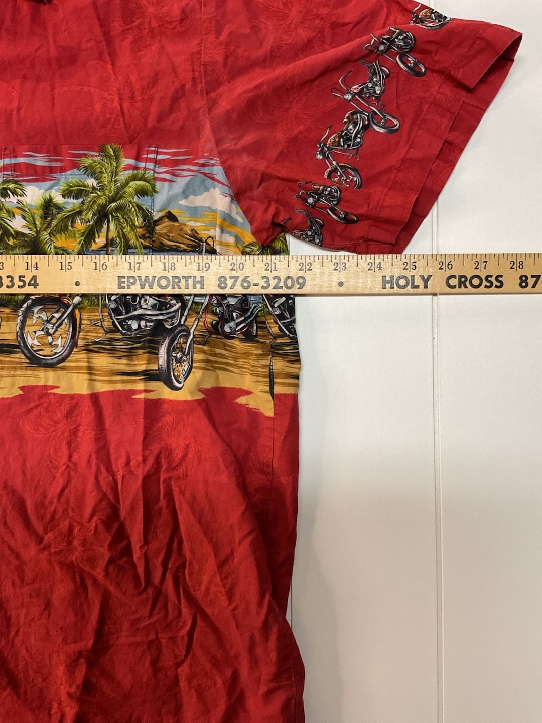 Hawaiian Reserve Collection Hawaiian Shirt Red Motorcycle Beach Palms 4