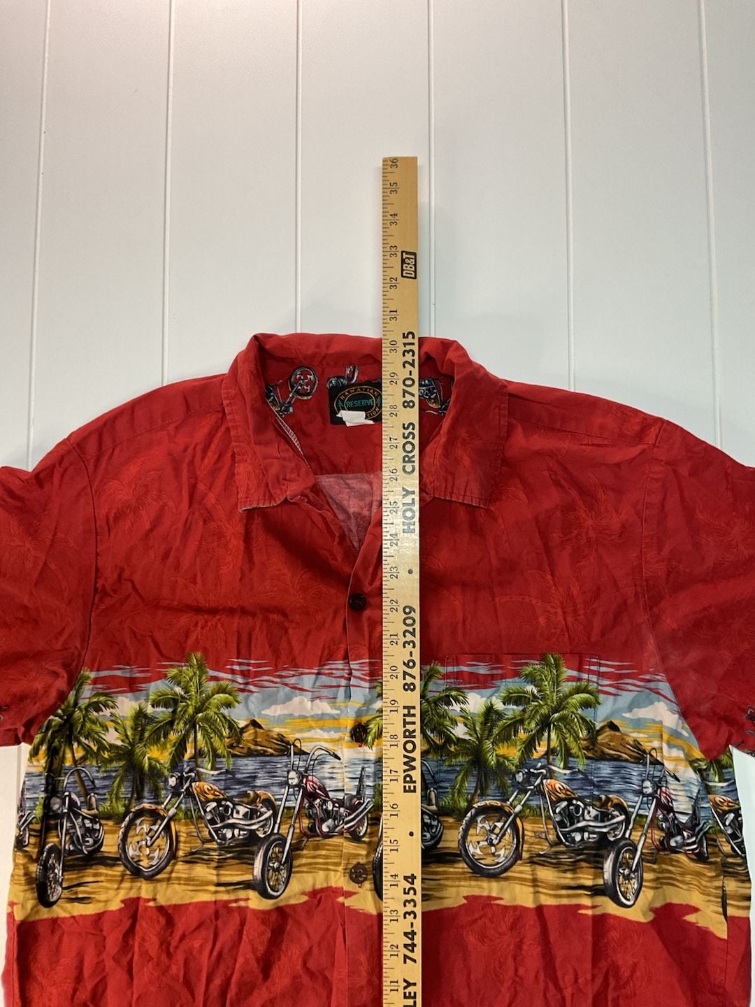 Hawaiian Reserve Collection Hawaiian Shirt Red Motorcycle Beach Palms 5