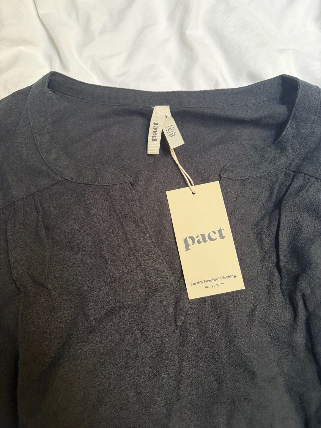 Pact Tiered Dress Size XL Black Long Sleeve V-Neck 4