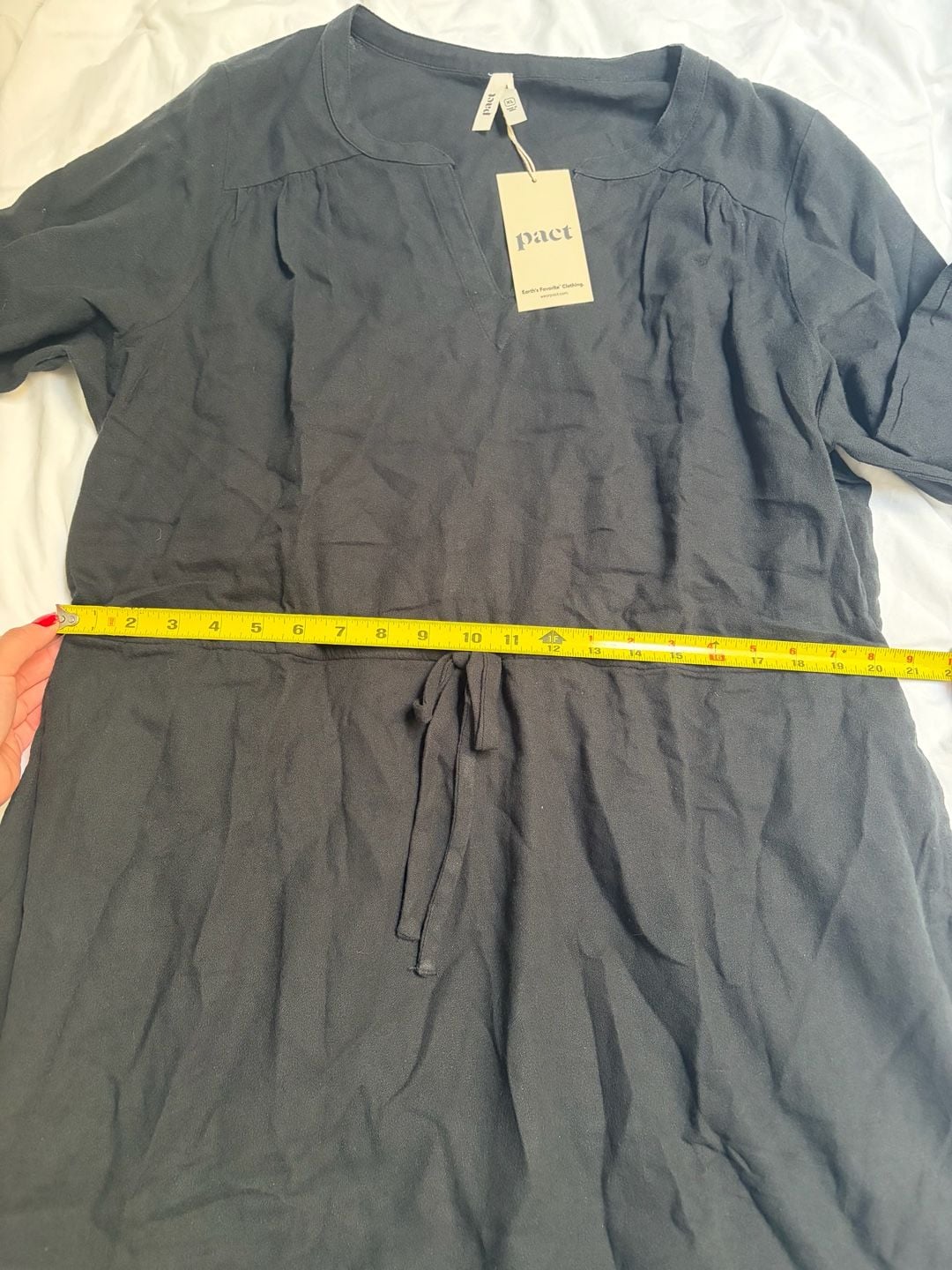 Pact Tiered Dress Size XL Black Long Sleeve V-Neck 7
