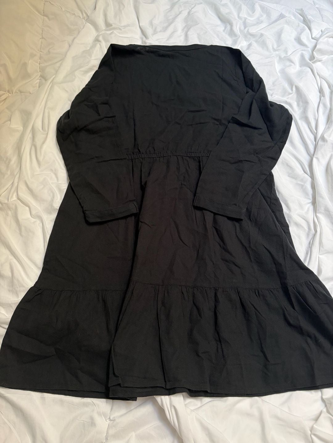 Pact Tiered Dress Size XL Black Long Sleeve V-Neck 3