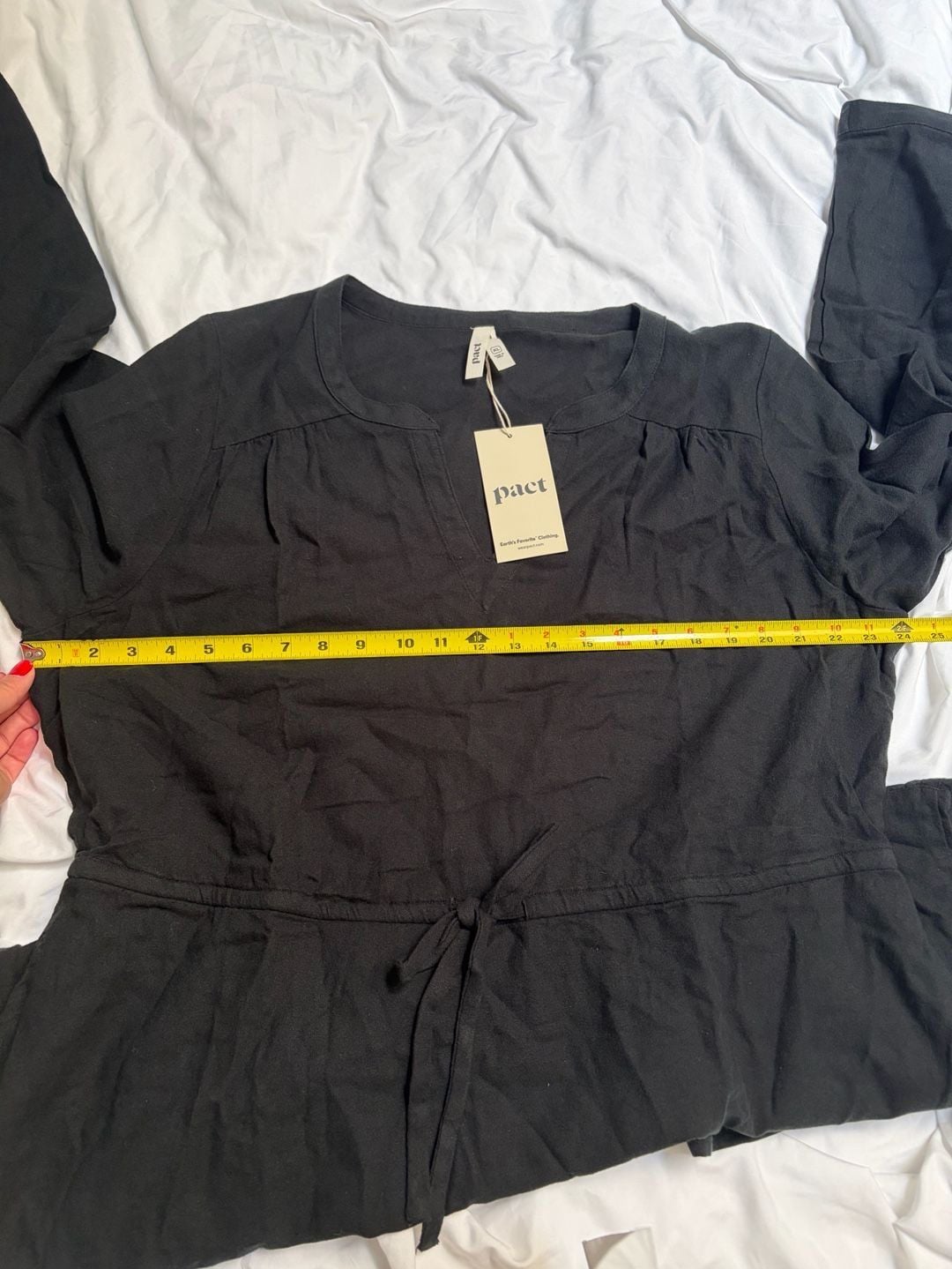 Pact Tiered Dress Size XL Black Long Sleeve V-Neck 6