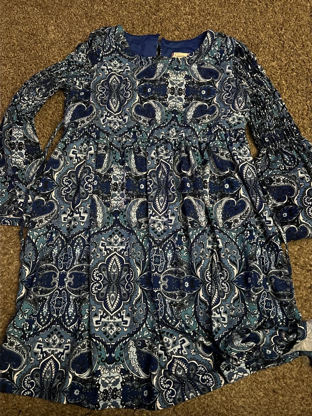 Speechless Dress Size 14 Blue Paisley Bell Sleeve Tunic 2