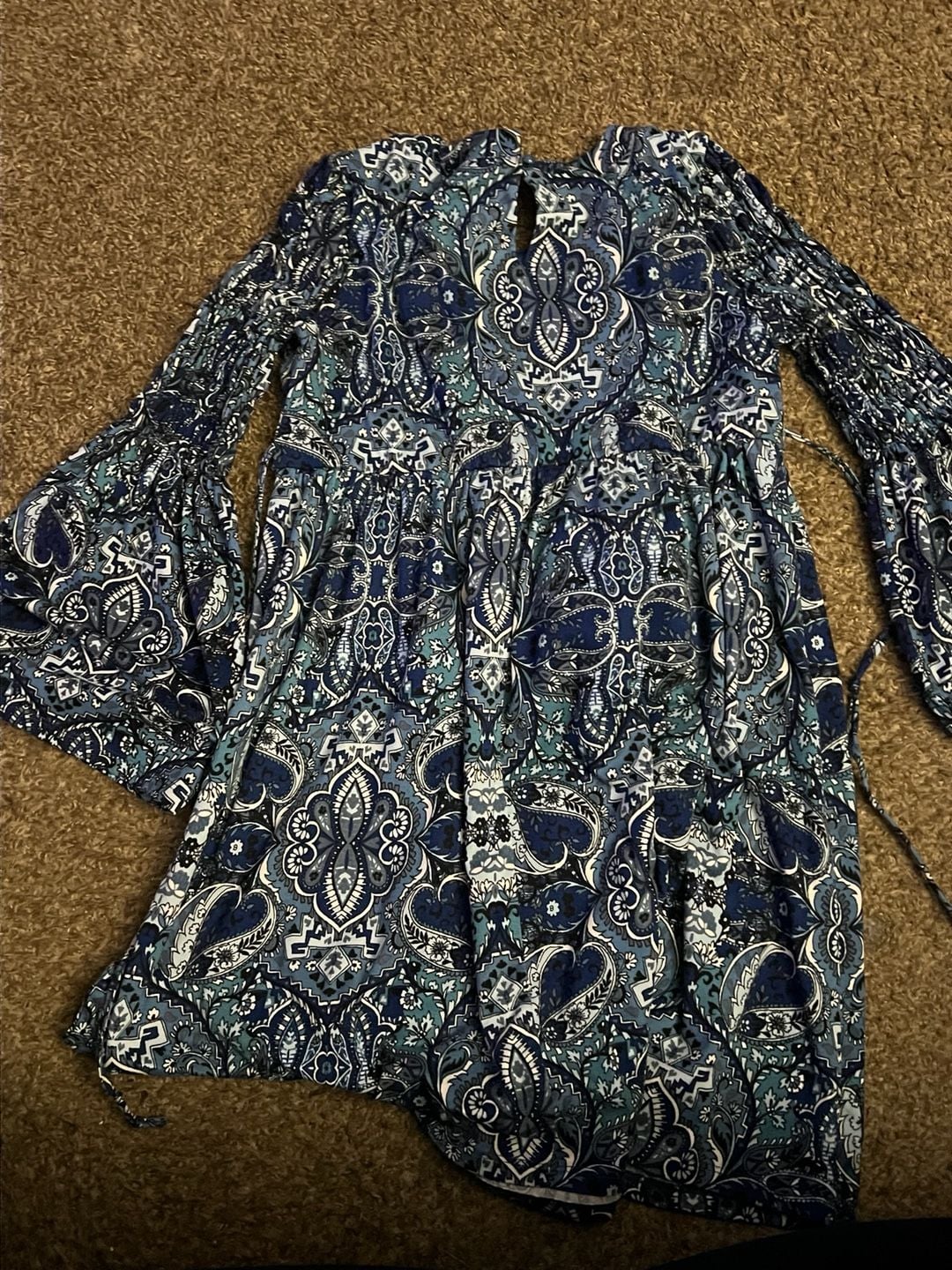 Speechless Dress Size 14 Blue Paisley Bell Sleeve Tunic 3