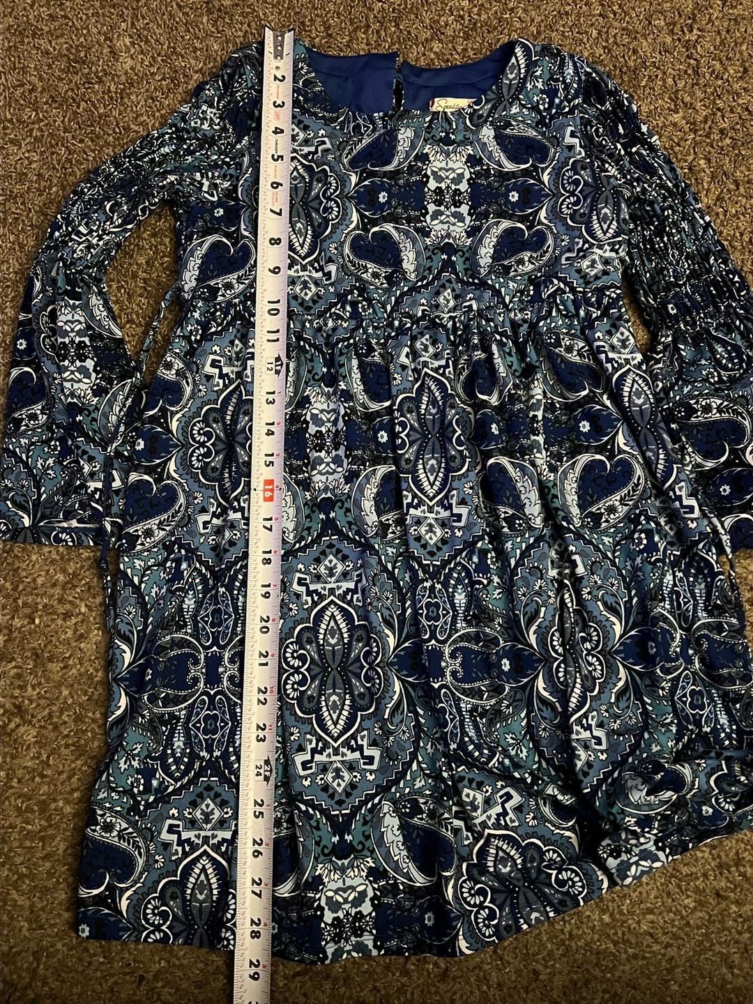 Speechless Dress Size 14 Blue Paisley Bell Sleeve Tunic 5