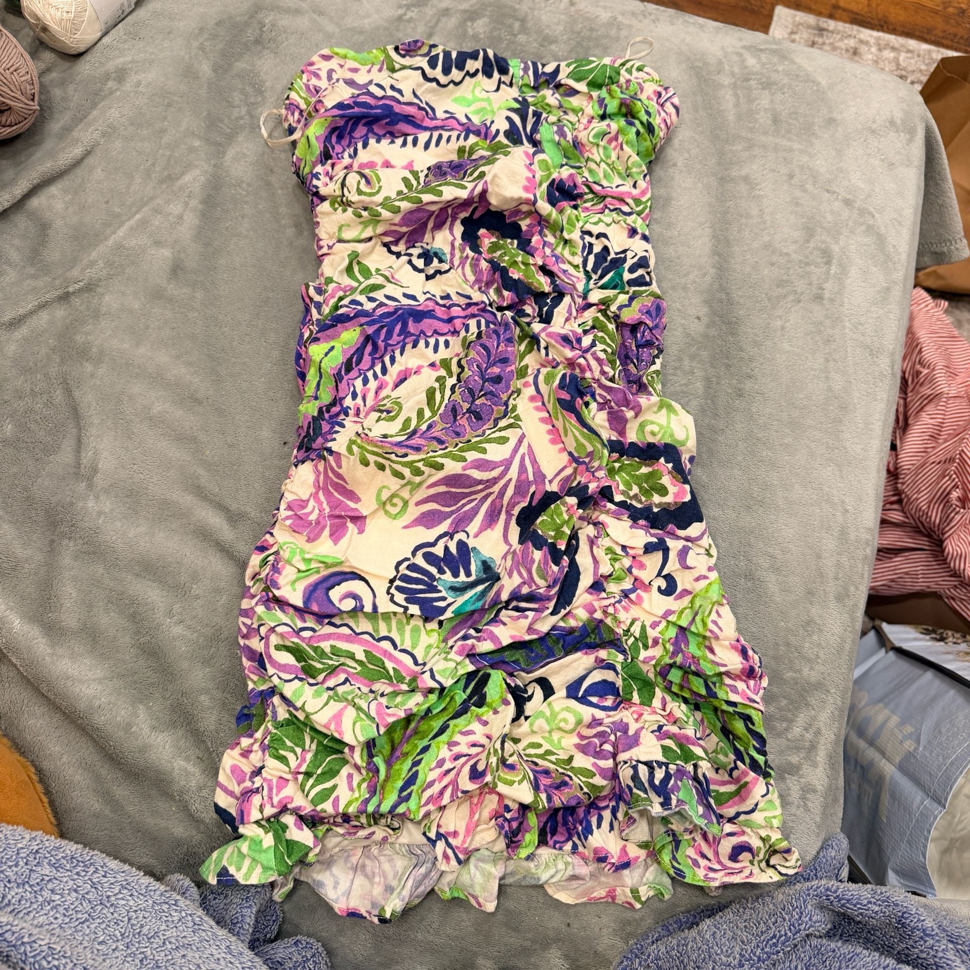 Zara Printed Draped Mini Dress Size M Multicolored Floral Ruched 5