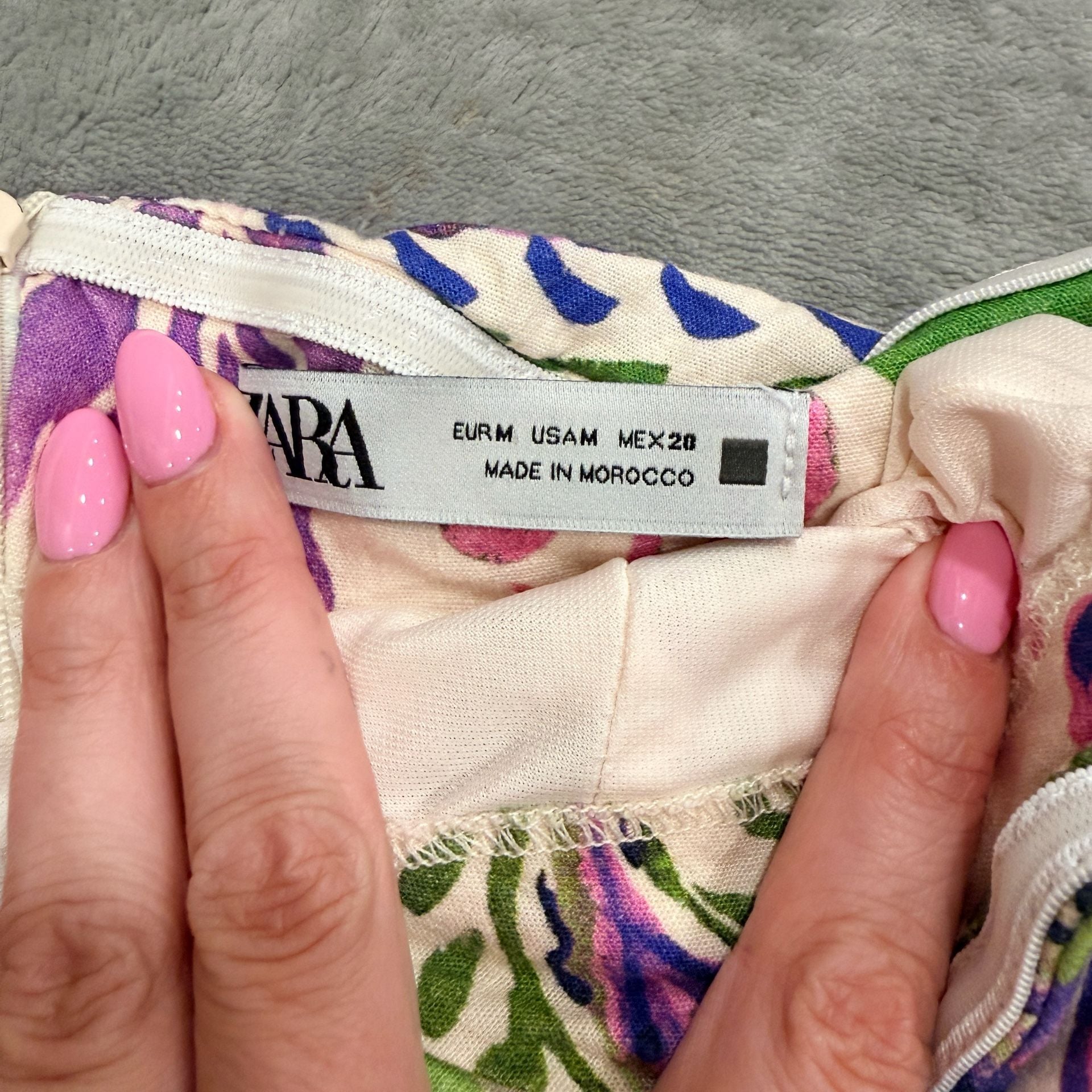 Zara Printed Draped Mini Dress Size M Multicolored Floral Ruched 7