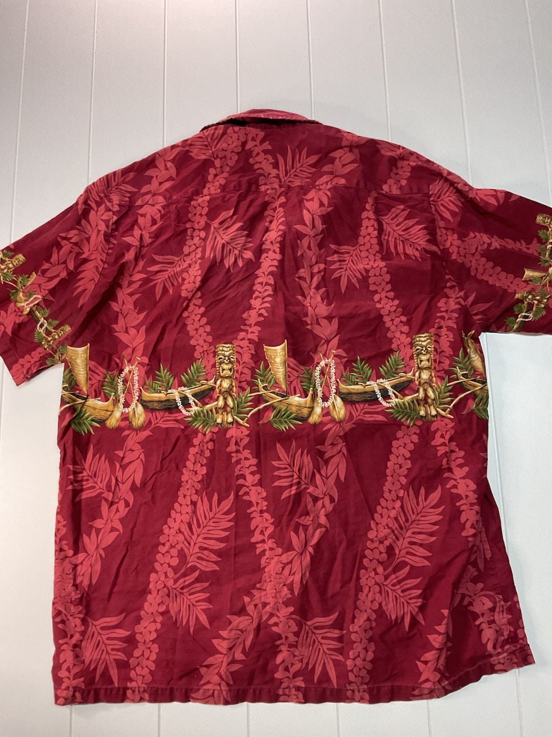 Hawaiian Reserve Collection Tiki Hawaiian Shirt Red Cotton 6