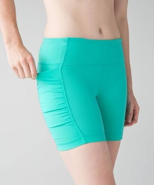 Lululemon Speed Track Short Bali Breeze Green Athletic Biker Shorts 4