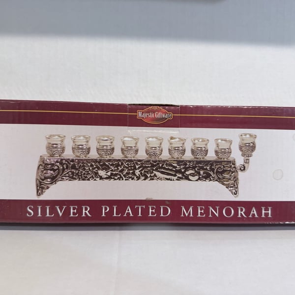 Majestic Giftware Silver Plated Menorah 3 Inch Lacquered Hanukkah