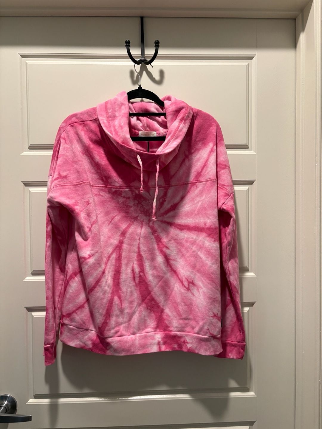 Simply Southern Cowl Neck Sweatshirt Size L Pink Tie Dye Pullover Hoodie 2