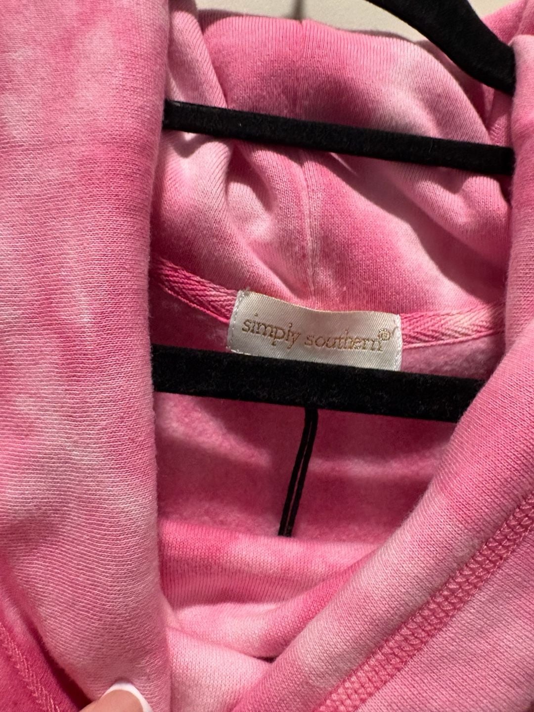 Simply Southern Cowl Neck Sweatshirt Size L Pink Tie Dye Pullover Hoodie 4