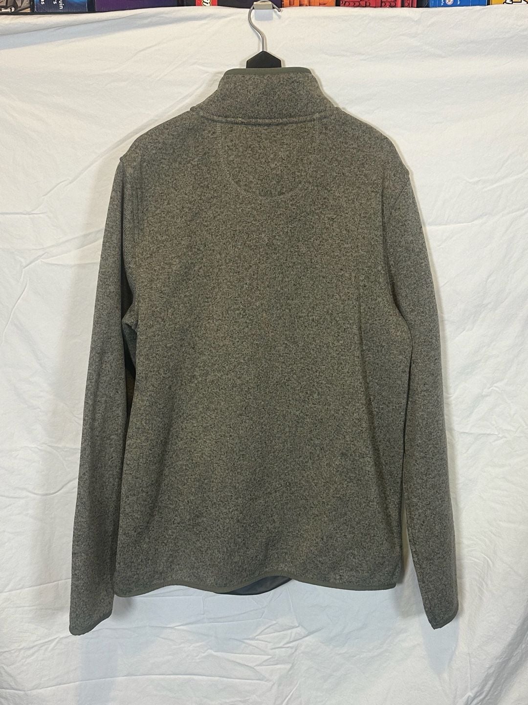 L.L.Bean Sweater Fleece Pullover Size L Tall Green Snap 3