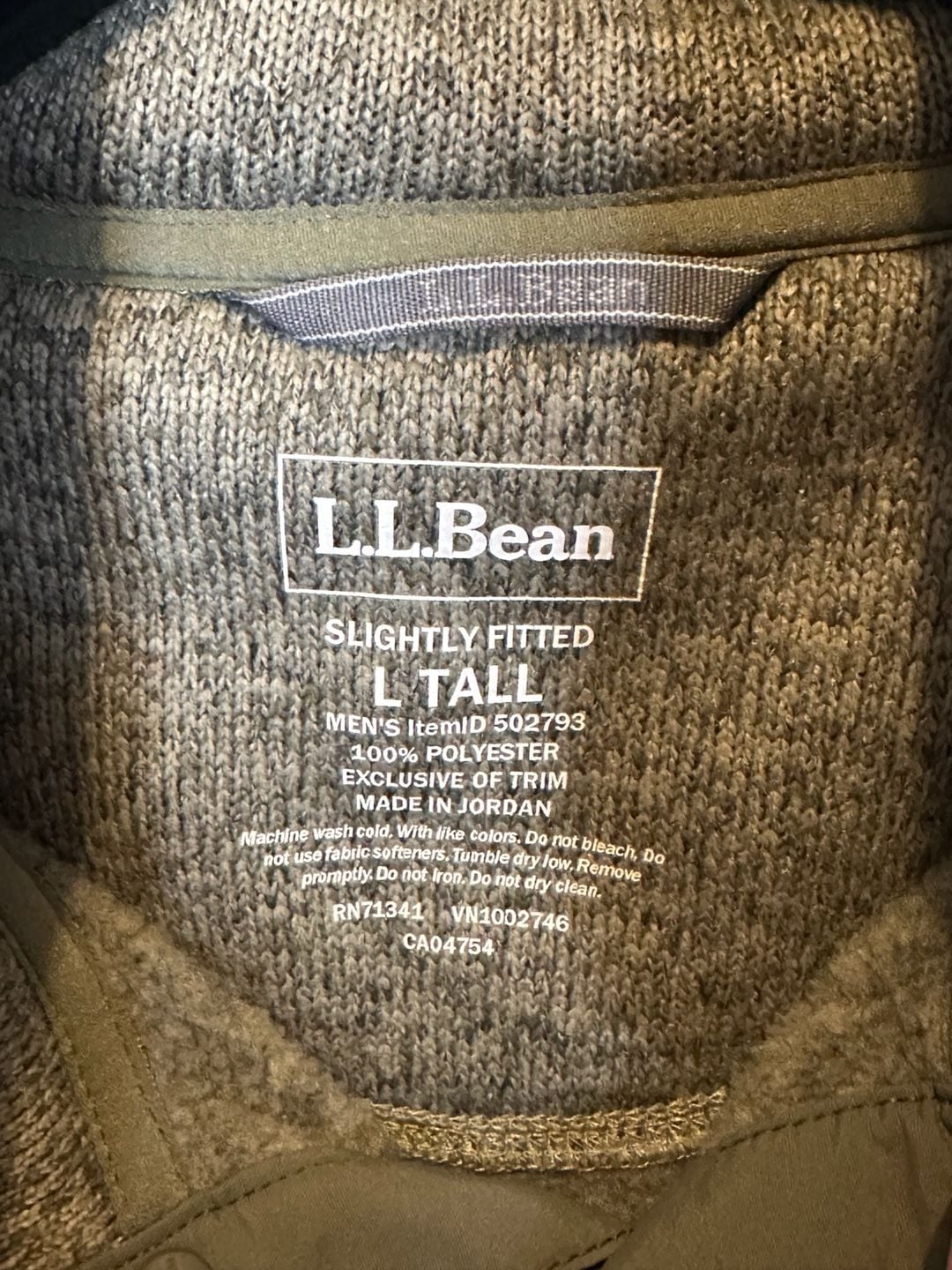 L.L.Bean Sweater Fleece Pullover Size L Tall Green Snap 4