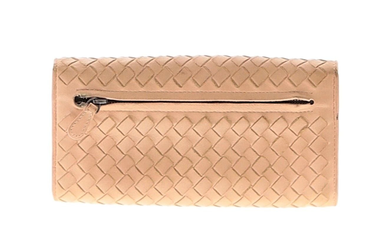 Bottega Veneta Intrecciato Weave Continental Wallet Pink Leather 4