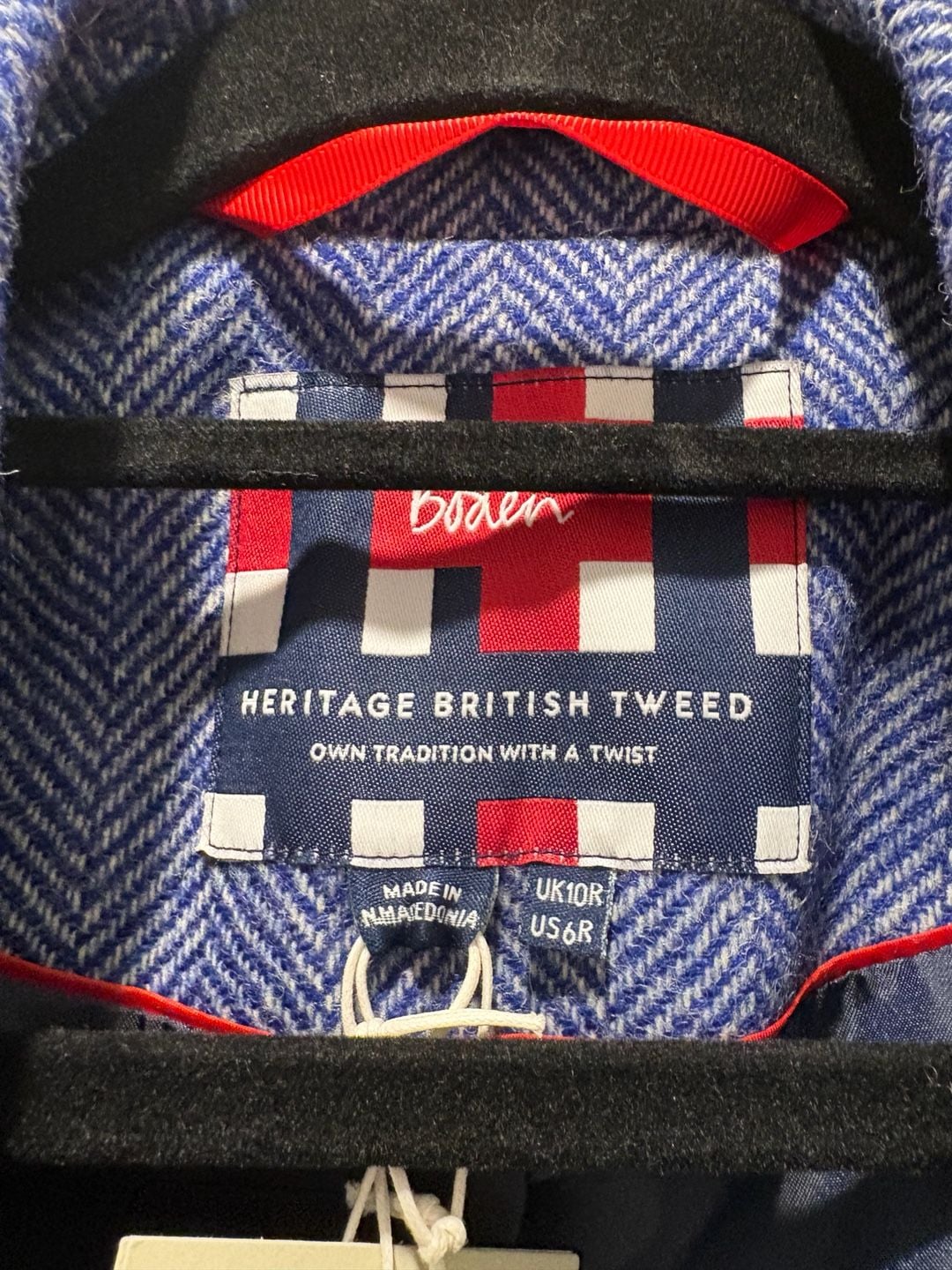 Boden Elizabeth British Tweed Blazer Size US 6R Blue Herringbone 5