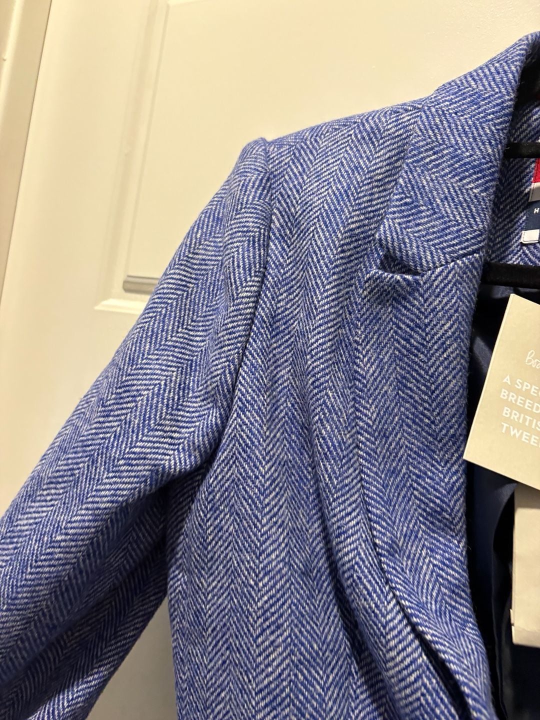 Boden Elizabeth British Tweed Blazer Size US 6R Blue Herringbone 6