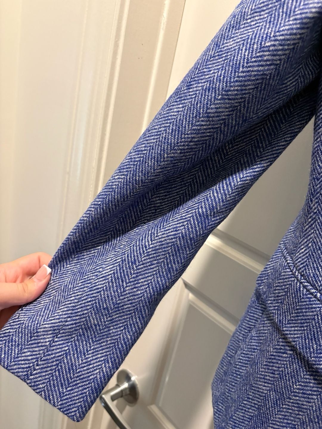 Boden Elizabeth British Tweed Blazer Size US 6R Blue Herringbone 7