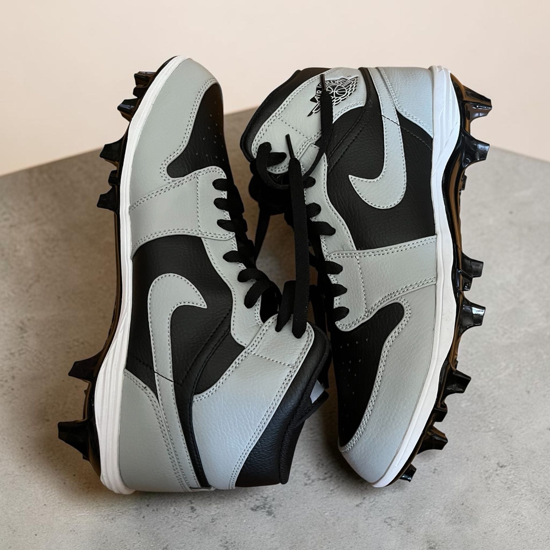 Nike Air Jordan 1 Mid TD Football Cleats Shadow 2.0 Black Grey FJ6805-002 2