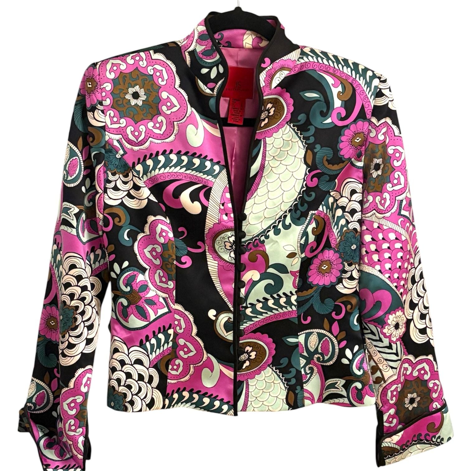 JS Collections Floral Silk Jacket Size 6 3