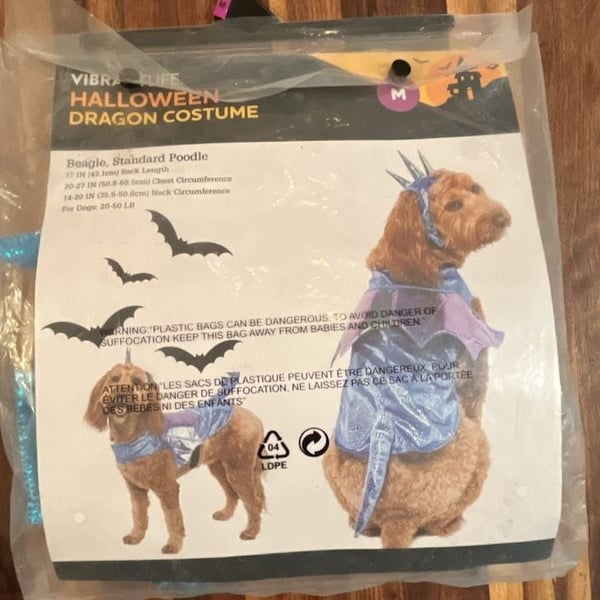 Vibrant Life Halloween Dragon Dog Costume Size M Blue