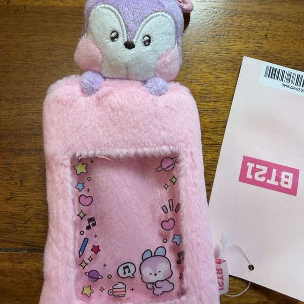 BT21 Mang Minini Plush Photocard Holder Keychain Pink BTS J-hope