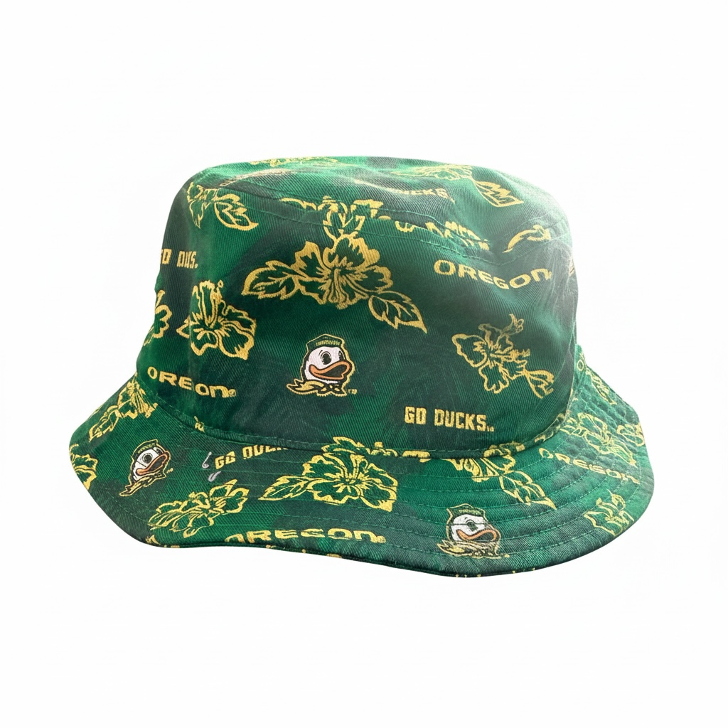Reyn Spooner Oregon Ducks Bucket Hat Size S/M Green Floral Print NWT 3