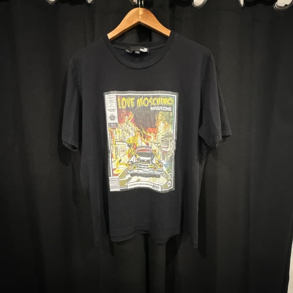 Love Moschino Magazine Comic Graphic T-Shirt Size XXXL Black