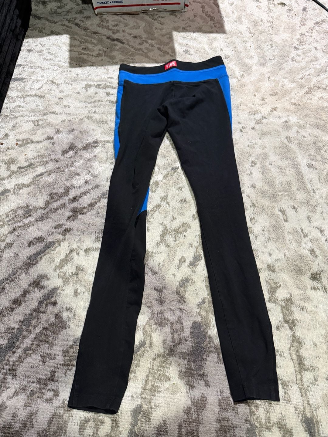 Victoria's Secret PINK Yoga Leggings Size XS Black Blue Love Pink 2