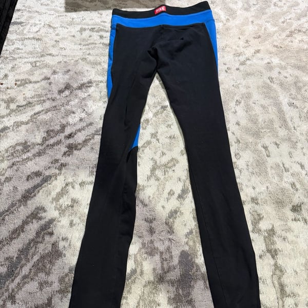 Victoria's Secret PINK Yoga Leggings Size XS Black Blue Love Pink