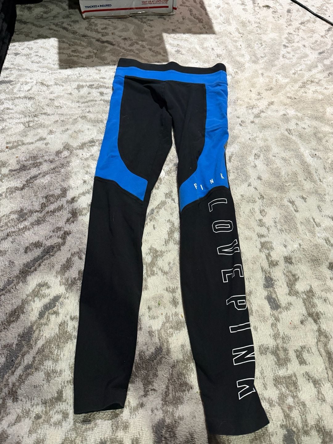 Victoria's Secret PINK Yoga Leggings Size XS Black Blue Love Pink 6