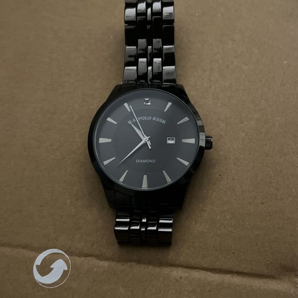 U.S. Polo Assn. Men's Diamond Black Dial Analog Bracelet Watch