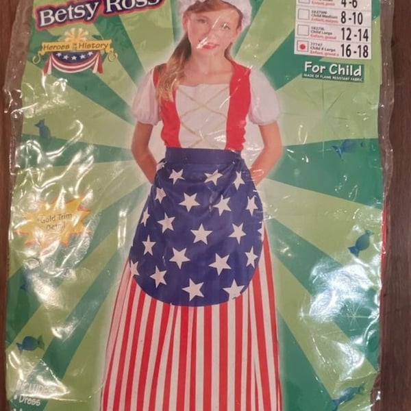 Forum Novelties Betsy Ross Costume child’s size16-18 Girls Historical Dress