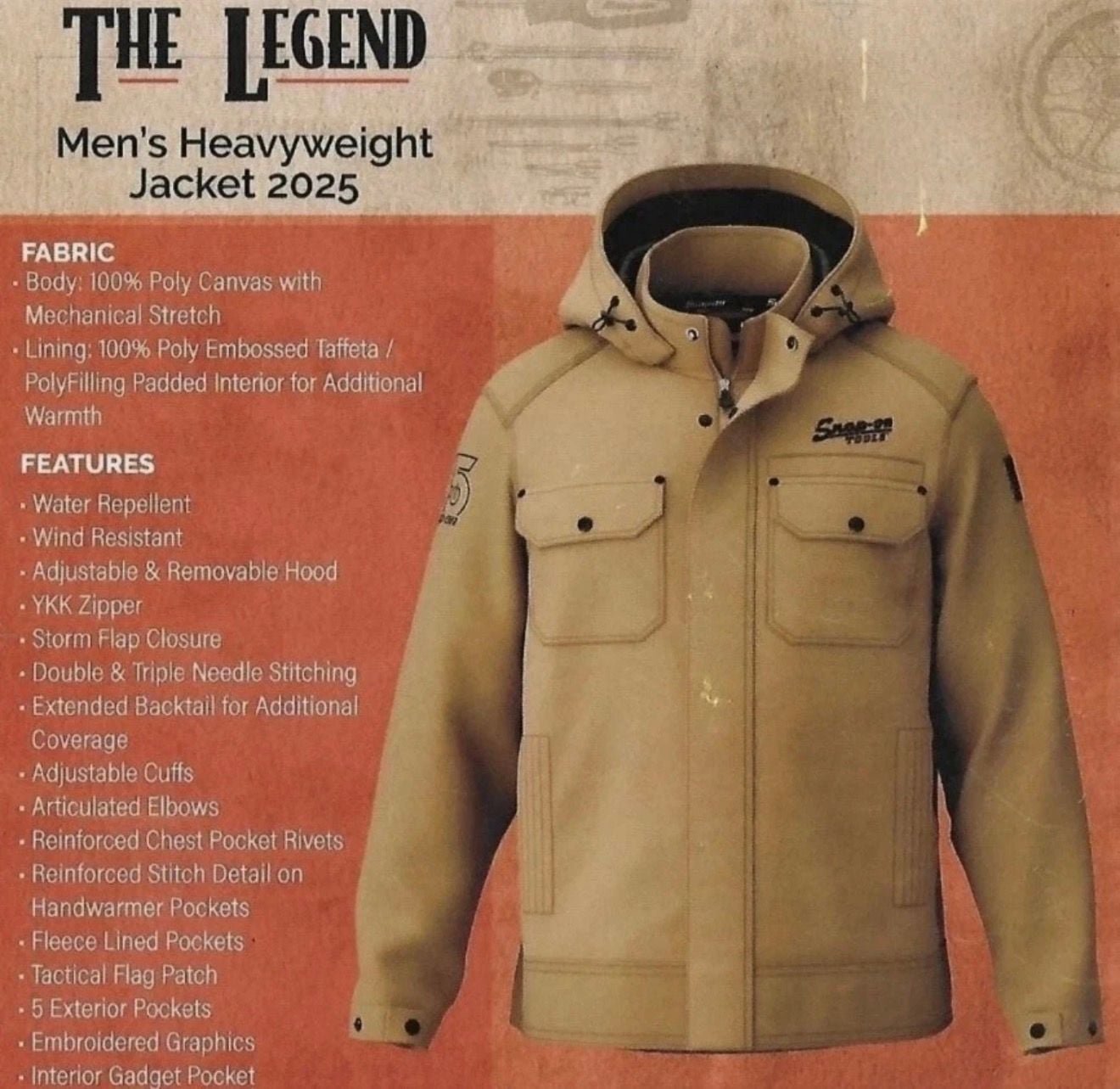 Snap-on Legend Hooded Jacket Size 2XL 105th Anniversary Gold New With Tags 13