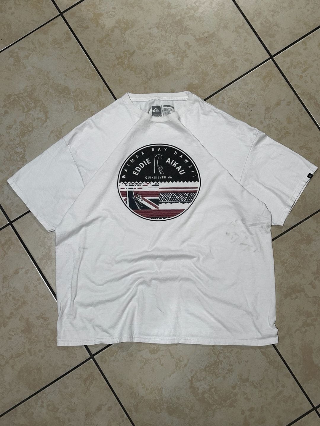 Quiksilver Eddie Aikau T-Shirt Size XXL White Waimea Bay Hawaii Graphic Tee 2