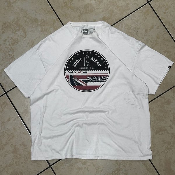 Quiksilver Eddie Aikau T-Shirt Size XXL White Waimea Bay Hawaii Graphic Tee