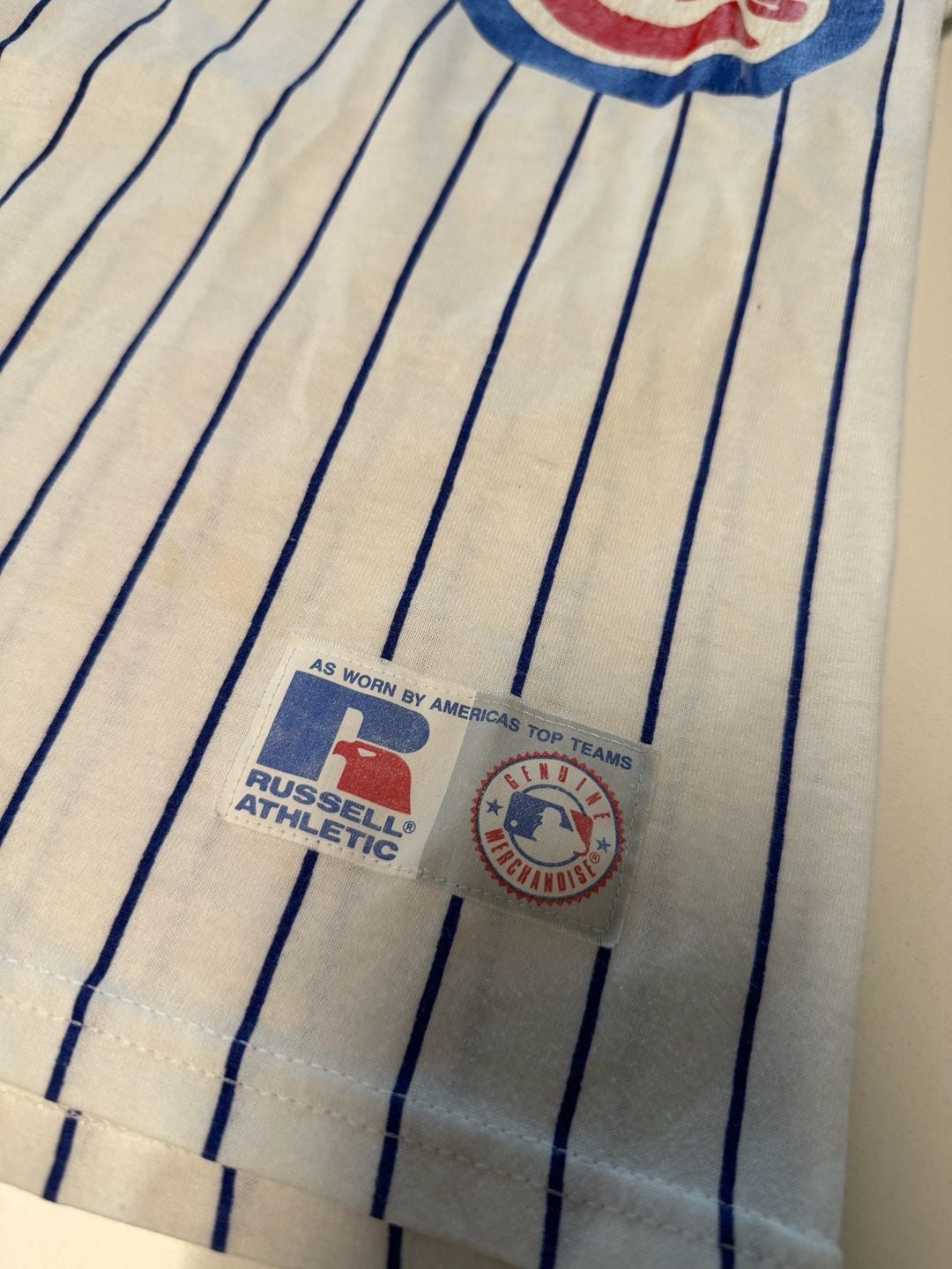 Russell Athletic Chicago Cubs Pinstripe V-Neck Jersey Youth M 3