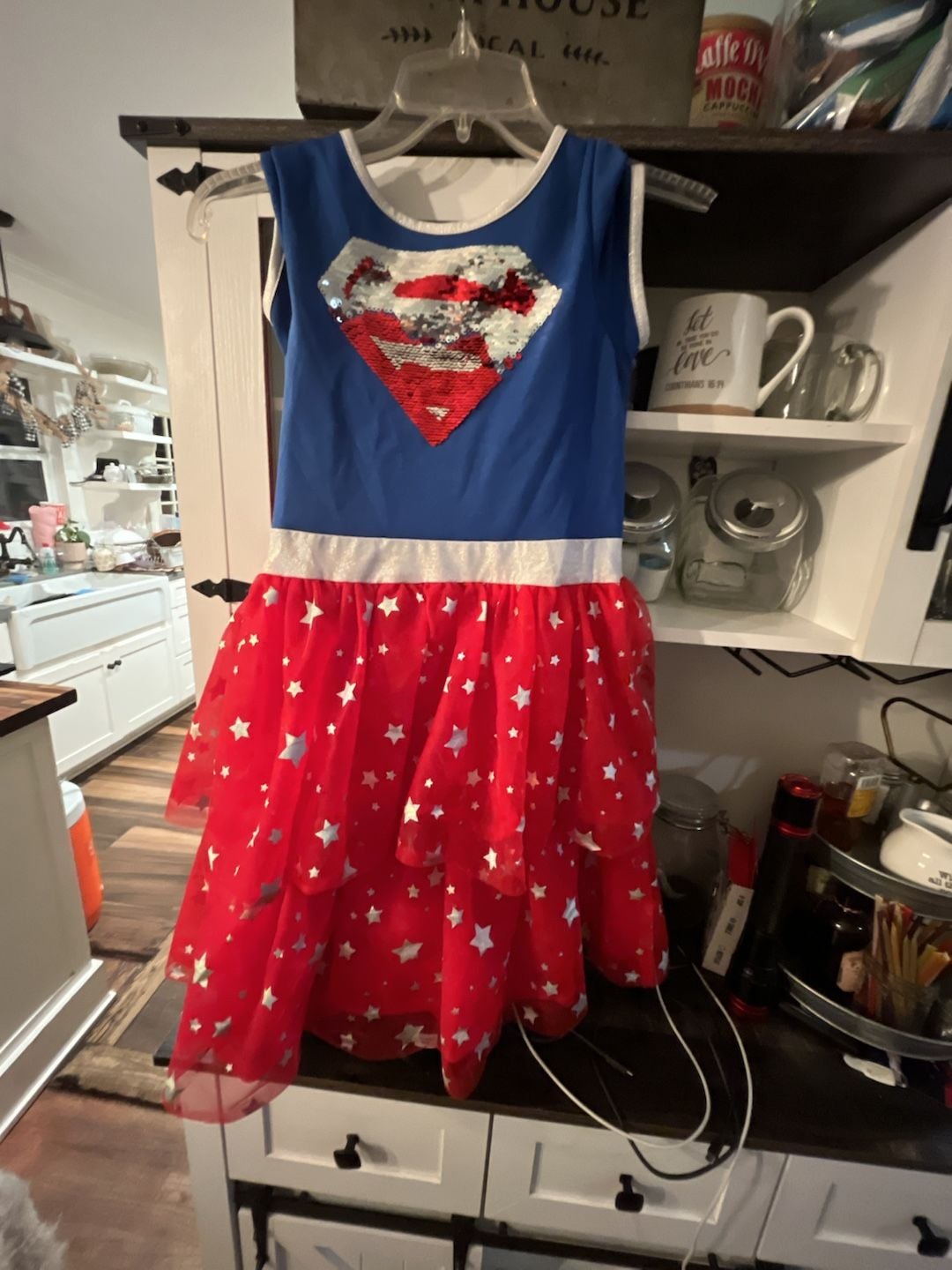 Jerry Leigh Supergirl Costume Dress Size L (10/12) Sequin Cape 2