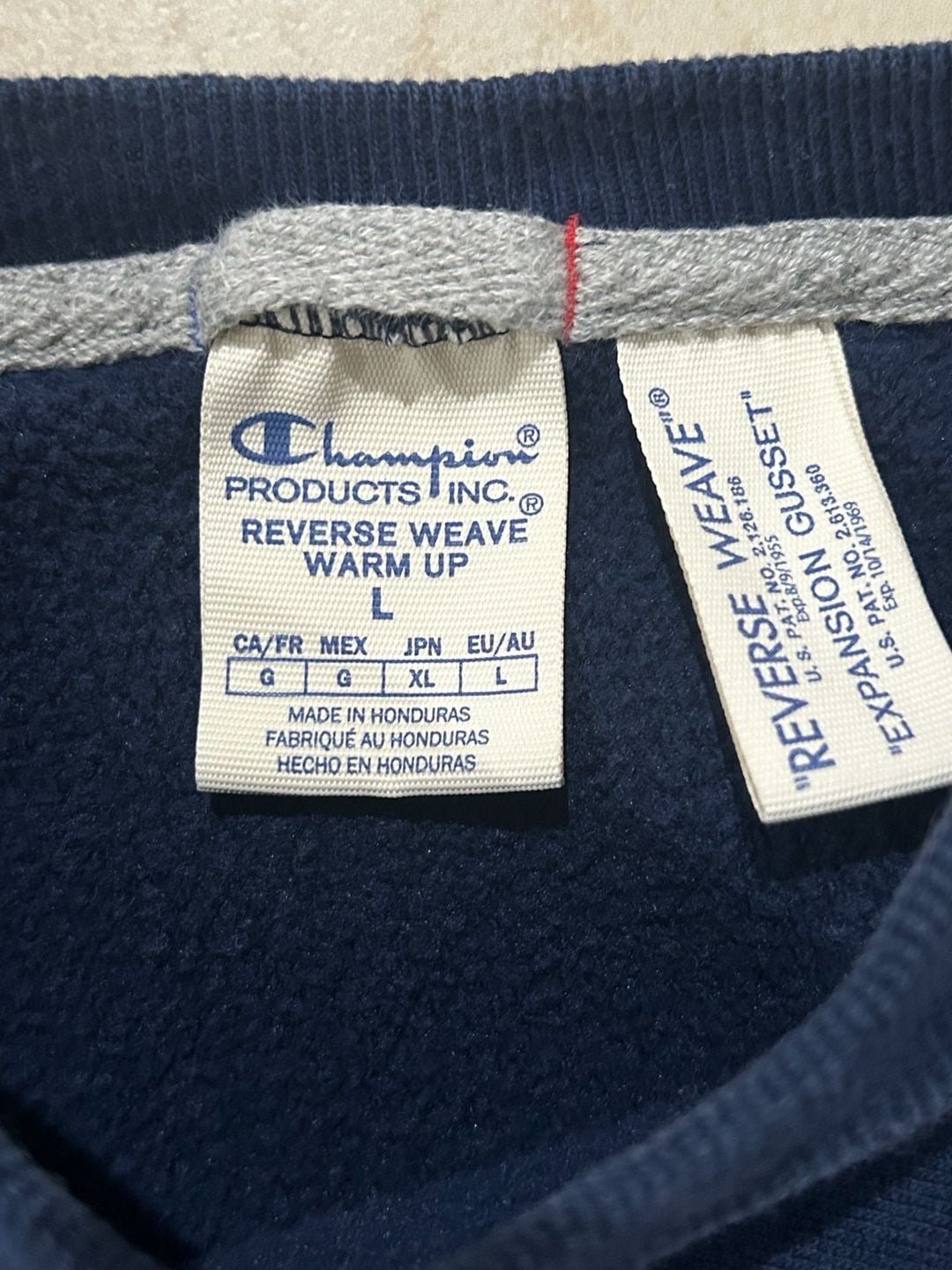 Vintage Champion Reverse Weave Warm Up Size L Navy Blue Crewneck Sweatshirt 3