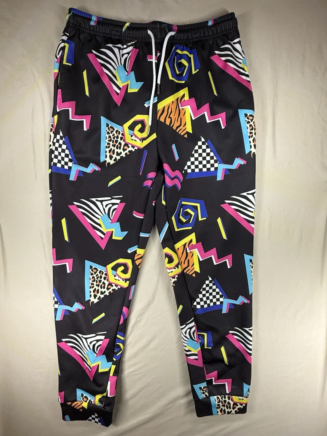 Retro 80s 90s Jogger Sweatpants Size M Black Animal Print 2