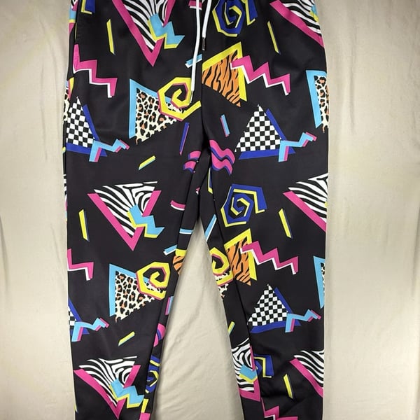 Retro 80s 90s Jogger Sweatpants Size M Black Animal Print